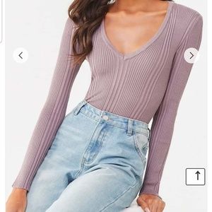 Ribbed V-neck Sweater